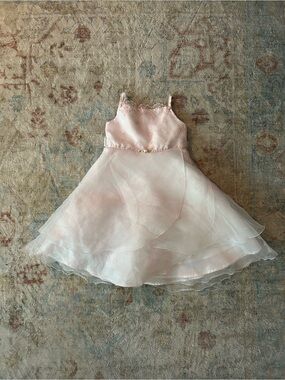 Sleeveless Light Pink Organza Girls Formal Dress with Layered Skirt